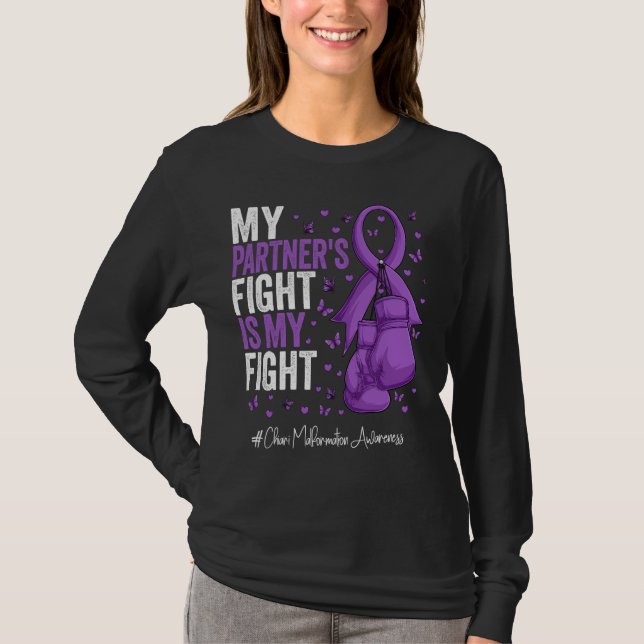 Camiseta Awarenes de malformação do Parceiro de Fita Roxo C (Frente)