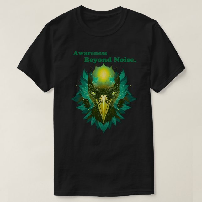 Camiseta Awareness Beyond Noise Abstract Cosmic Raven (Frente do Design)