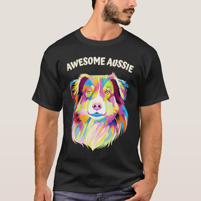 Camiseta Awesome Aussie Australian Shepherd Dog (Frente)