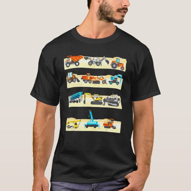 Camiseta Awesome Construction Vehicles   Trucks kids Boys (Frente)