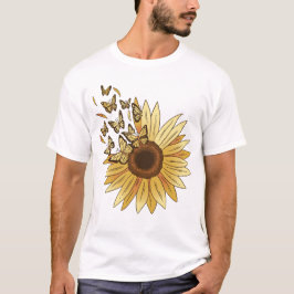 Camiseta Awesome cute sunflower and butterflies.
