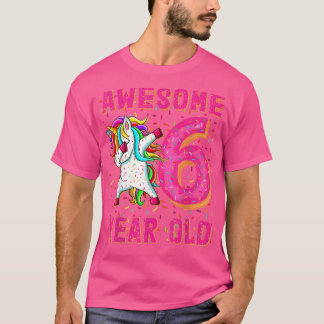 Camiseta Awesome Dabbing Unicorn Donut 6th Birthday  6 Year