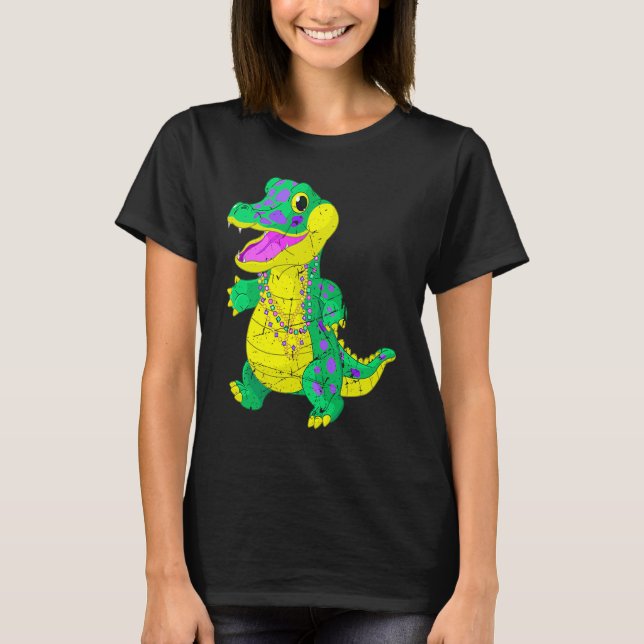 Camiseta Awesome Festival Madri Gras Alligator Beads Men Wo (Frente)
