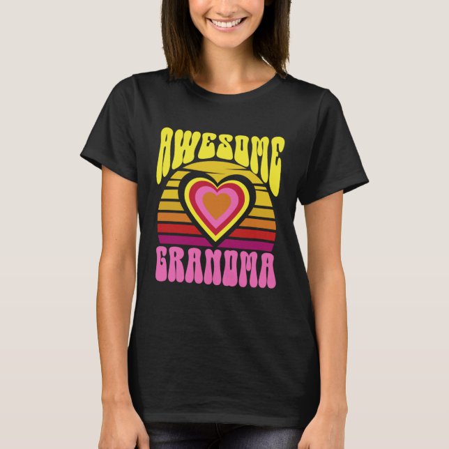 Camiseta Awesome Grandma Cute Sunset Hearts Mother s Day Re (Frente)