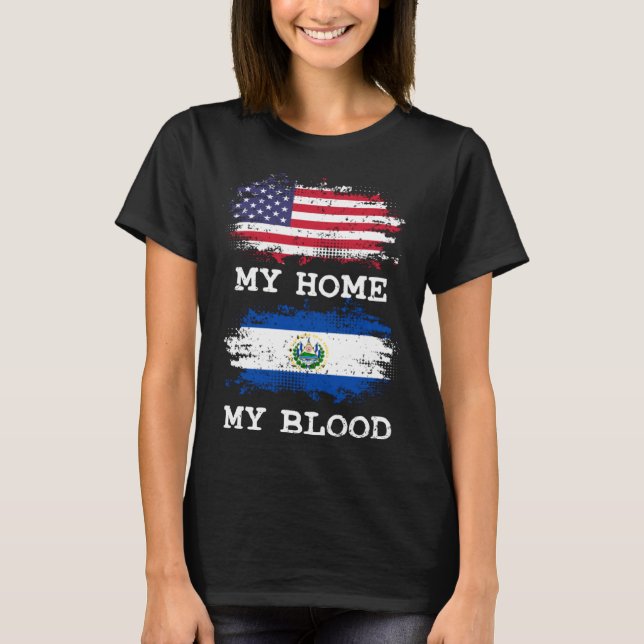 Camiseta Awesome Half American Half Salvadorian For A Salva (Frente)