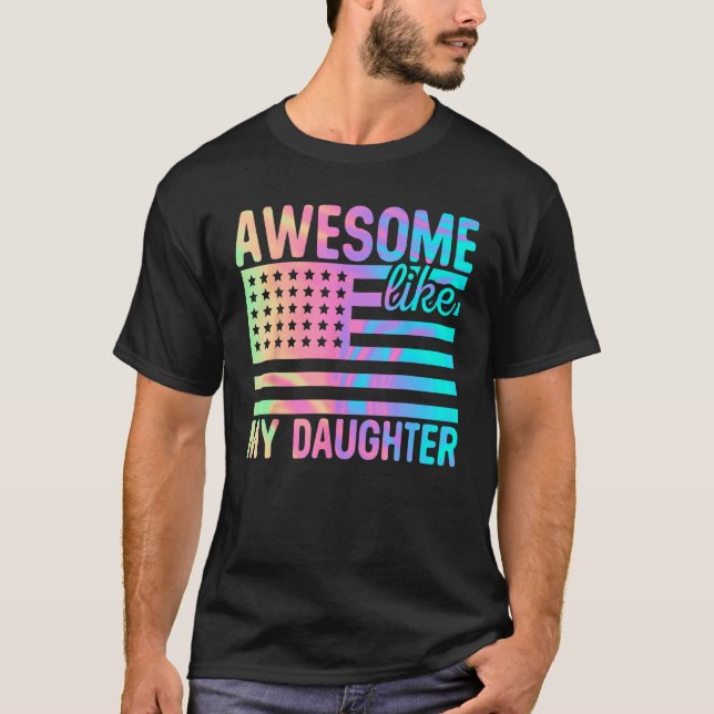 Camiseta Awesome Like My Daughter Retro Men Dad  Fathers 1 (Frente)