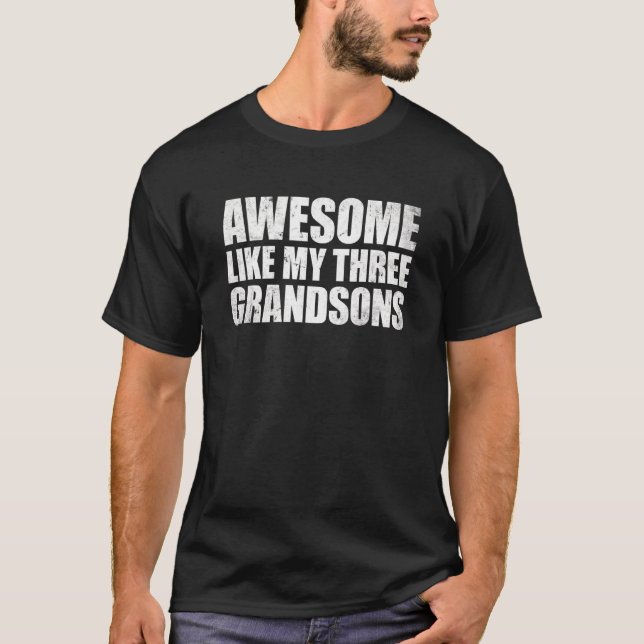 Camiseta Awesome Like My Three Grandsons Mother's Day And F (Frente)
