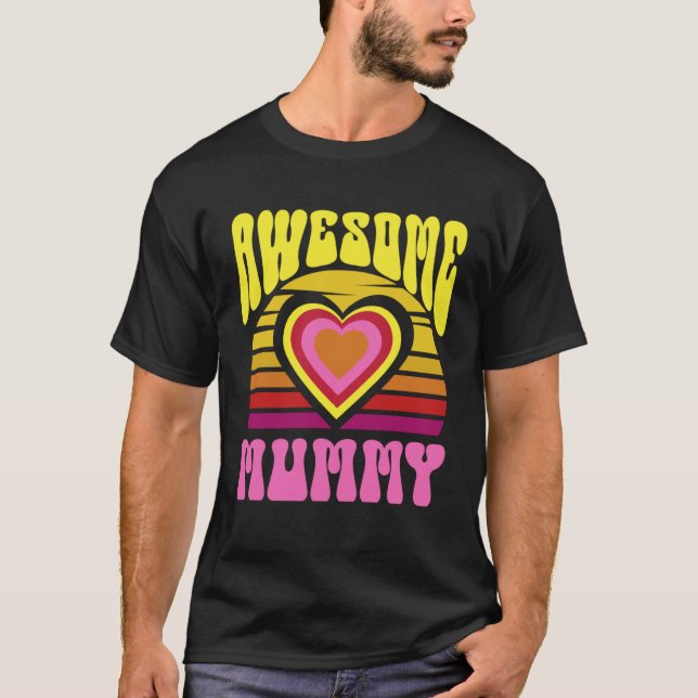 Camiseta Awesome Mummy Cute Sunset Hearts Mother s Day Retr (Frente)