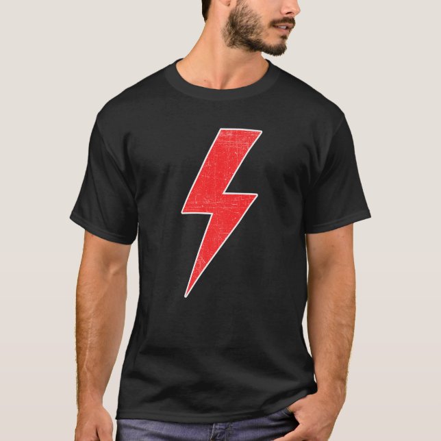 Camiseta Awesome Retro Distressed RED & WHITE Lightning Bol (Frente)