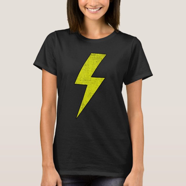 Camiseta Awesome Retro Front & Back BLACK & YELLOW Lightnin (Frente)