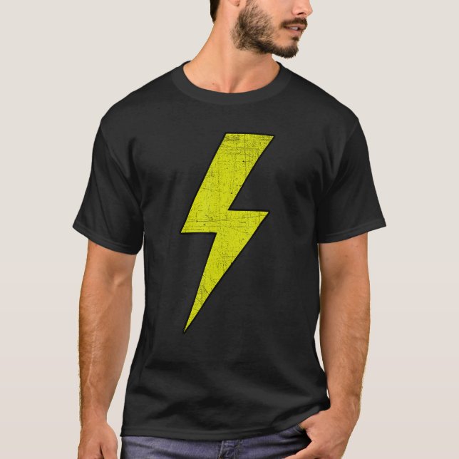 Camiseta Awesome Retro Front & Back BLACK & YELLOW Lightnin (Frente)