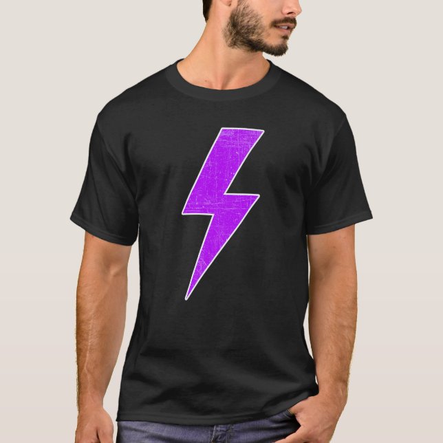 Camiseta Awesome Retro Front & Back PURPLE & WHITE Lightnin (Frente)