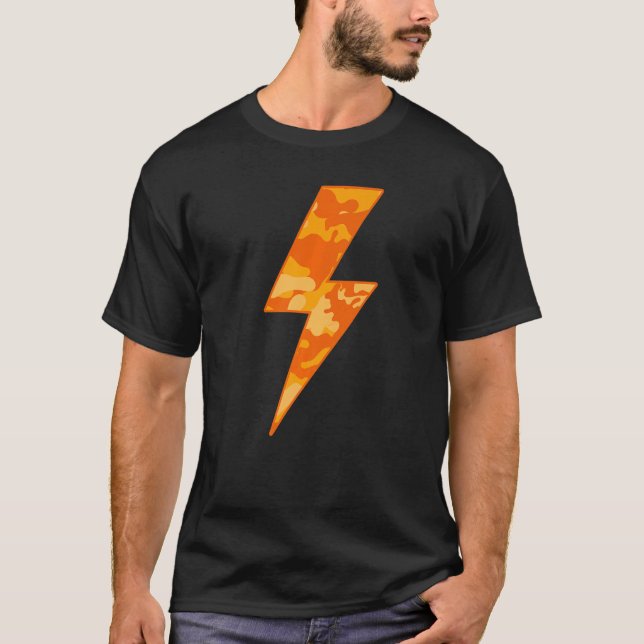 Camiseta Awesome Retro ORANGE FALL CAMO Lightning Bolt   (Frente)