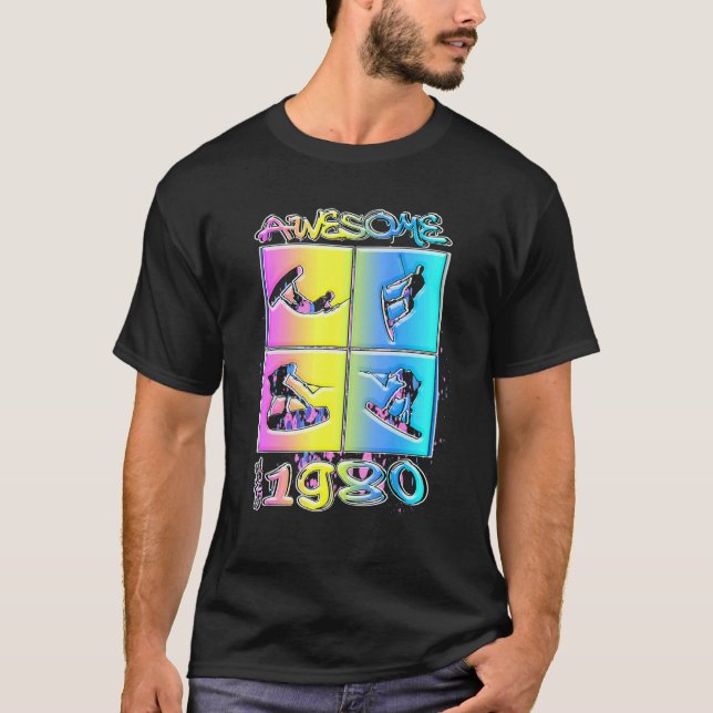 Camiseta Awesome since 1980 Wakeboard lifestyle 2 (Frente)