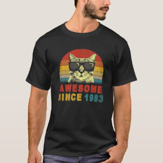 Camiseta Awesome Since 1983 40Th Birthday Gifts Cat Lover