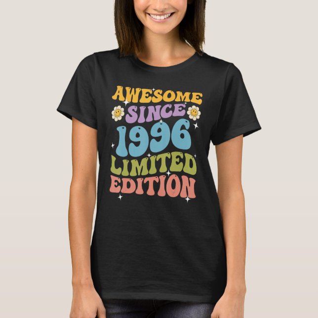 Camiseta Awesome Since 1996 Retro Groovy Shirt Gifts For Wo (Frente)