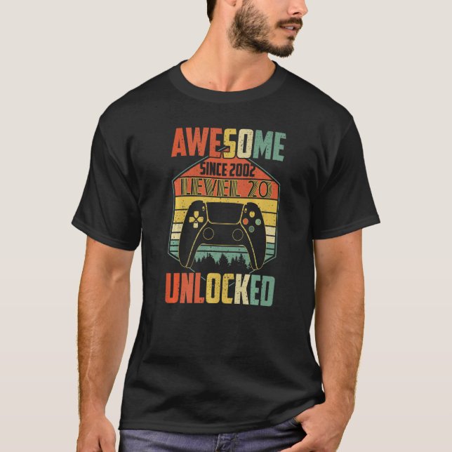 Camiseta Awesome Since 2002  Level 20 Unlocked Video Game (Frente)