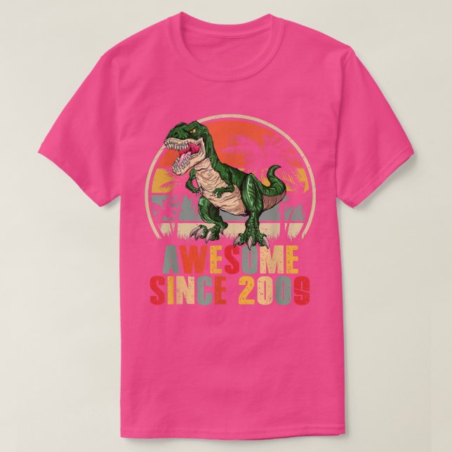 Camiseta Awesome Since 2009 Dinosaur Boy 13th Birthday 13 Y (Frente do Design)