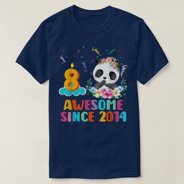 Camiseta Awesome since 2014 8th Birthday 8 Year Old Panda U (Frente do Design)