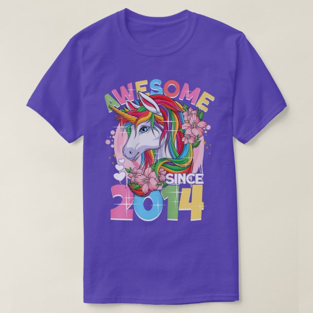 Camiseta Awesome since 2014 8th Birthday Girl 8 Years Unico (Frente do Design)