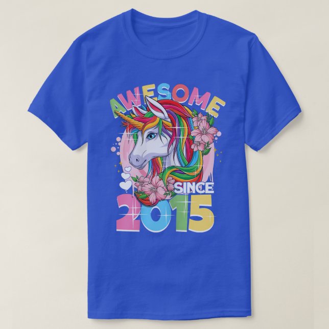 Camiseta Awesome since 2015 7th Birthday Girl 7 Years Unico (Frente do Design)