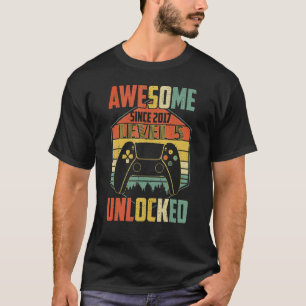 Camiseta Awesome Since 2017 Level 5 Unlocked Video Game