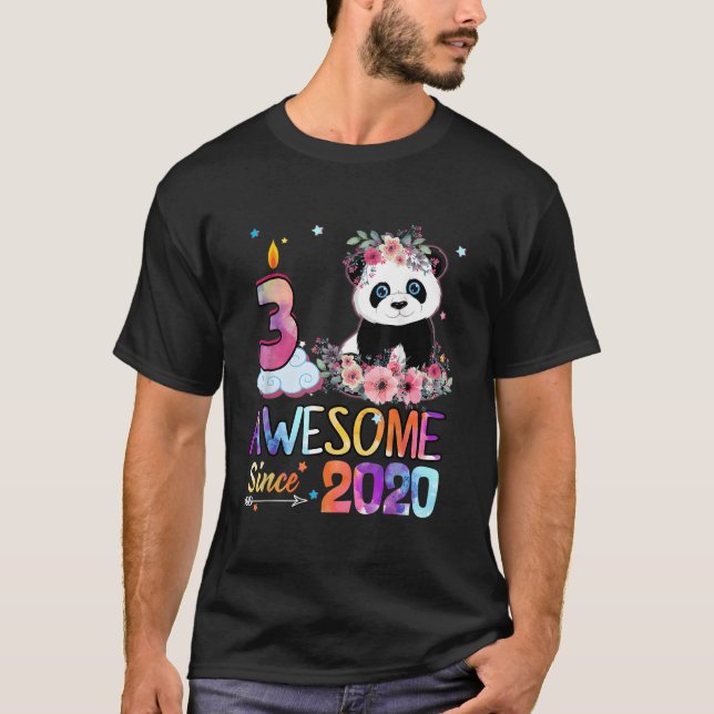 Camiseta Awesome Since 2020 3Rd 3 Panda Unicorn (Frente)