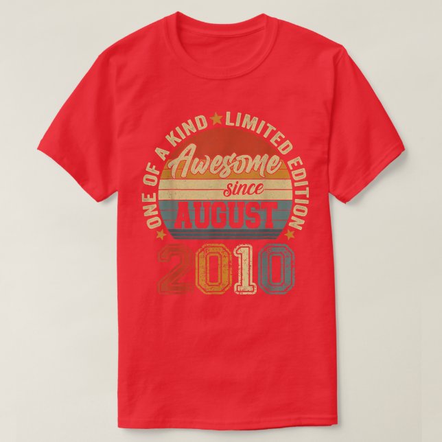 Camiseta Awesome Since August 2010 12th Birthday 12 Years O (Frente do Design)
