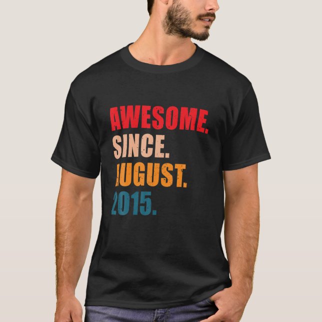 Camiseta Awesome Since August 2015 Vintage Personalized Bir (Frente)
