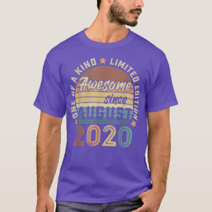 Camiseta Awesome Since August 2020 2nd Birthday Gift 2 Year