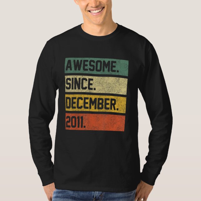 Camiseta Awesome Since December 2011 11th Birthday  11 Year (Frente)