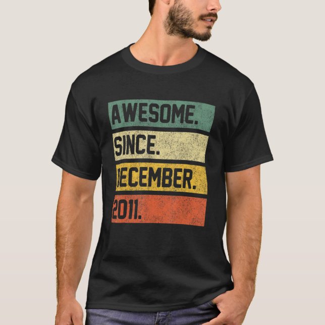 Camiseta Awesome Since December 2011 11th Birthday  11 Year (Frente)