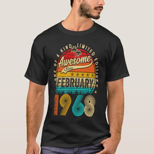 Camiseta Awesome Since February 1968 55 Years Old 55th Birt (Frente)