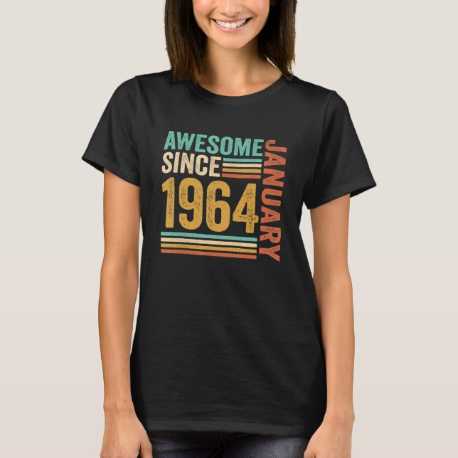 Camiseta Awesome Since January 1964 59th Birthday  59 Years (Frente)