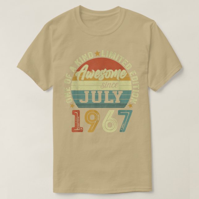 Camiseta Awesome Since July 1967 55 Years Old 55th Birthday (Frente do Design)