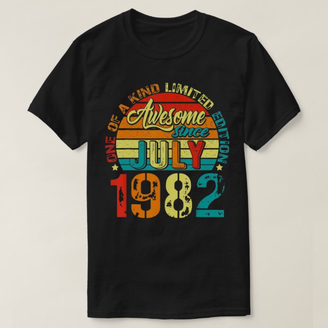 Camiseta Awesome Since July 1982 40 Years Old 40th Birthday (Frente do Design)