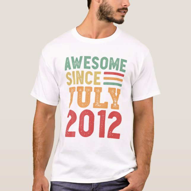 Camiseta Awesome Since July 2012 10Th Birthday Retro Gift (Frente)