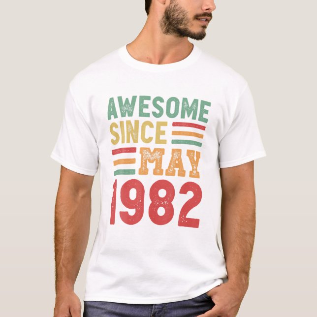 Camiseta Awesome Since May 1982 40Th Birthday Retro Gift (Frente)