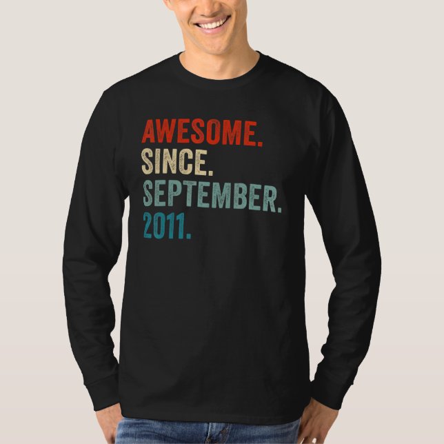Camiseta Awesome Since September 2011 11th Birthday 11 Year (Frente)