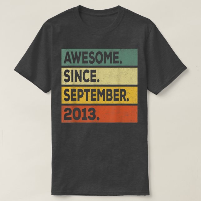 Camiseta Awesome Since September 2013 9th Birthday 9 Years  (Frente do Design)