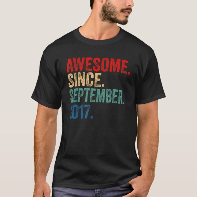 Camiseta Awesome Since September 2017 5th BDay  5 Years Old (Frente)