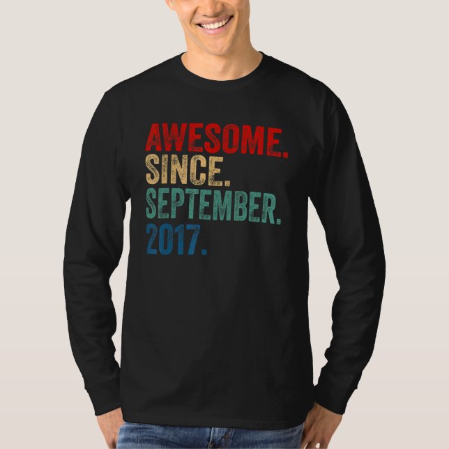 Camiseta Awesome Since September 2017 5th BDay  5 Years Old (Frente)