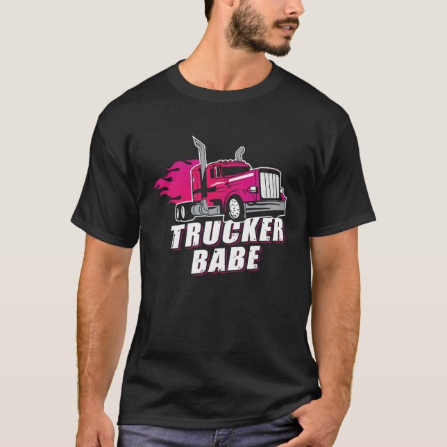 Camiseta Awesome Trucker Babe Trailer Truck Driver Women Gi (Frente)