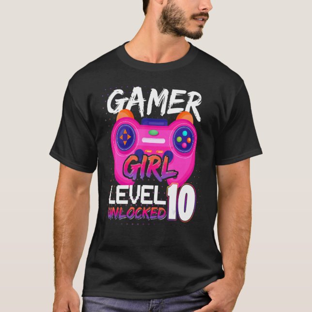 Camiseta Awesome Video Games Controller Level 10 Unlocked G (Frente)