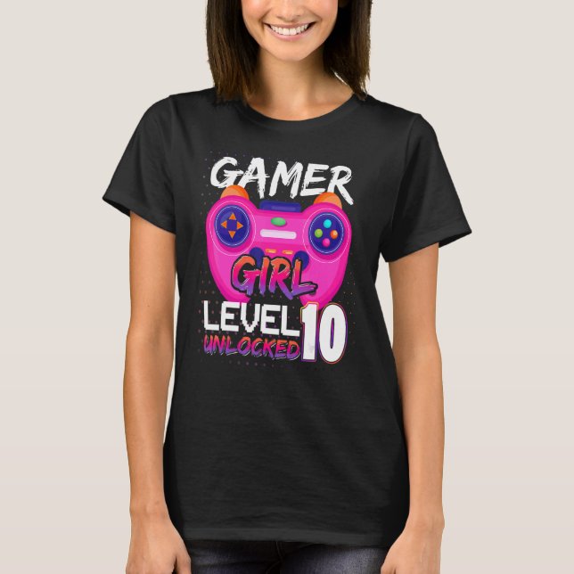 Camiseta Awesome Video Games Controller Level 10 Unlocked G (Frente)