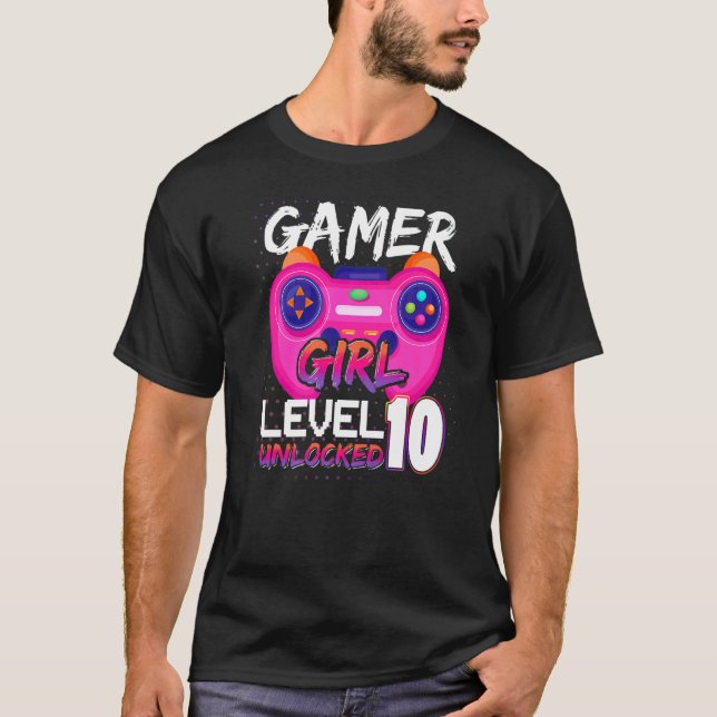 Camiseta Awesome Video Games Controller Level 10 Unlocked G (Frente)