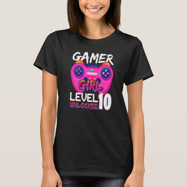 Camiseta Awesome Video Games Controller Level 10 Unlocked G (Frente)
