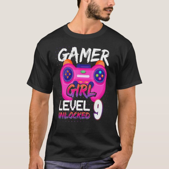 Camiseta Awesome Video Games Controller Level 9 Unlocked Ga (Frente)