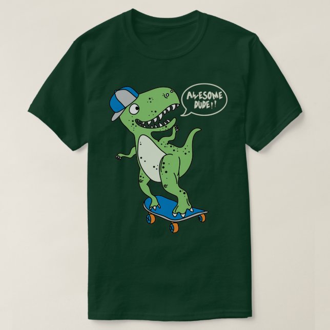 Camiseta Awesomem Skateboarding Dino Dude (Frente do Design)