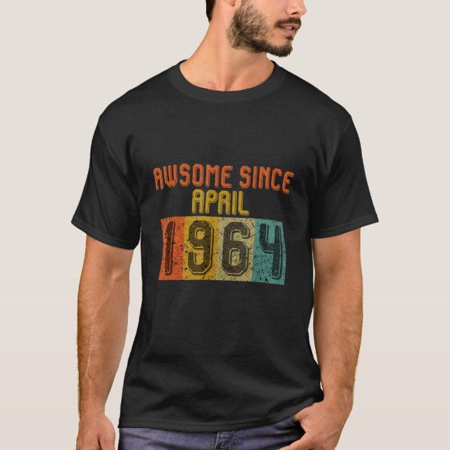 Camiseta Awsome desde abril de 1964 58º aniversário S Vinta (Frente)